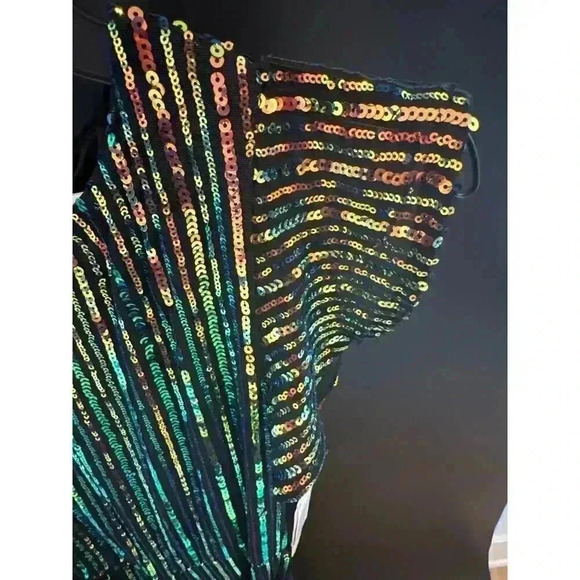 GB Girls Multicolor Rainbow Stripe Sequin Midi Dress - Picture 10 of 10